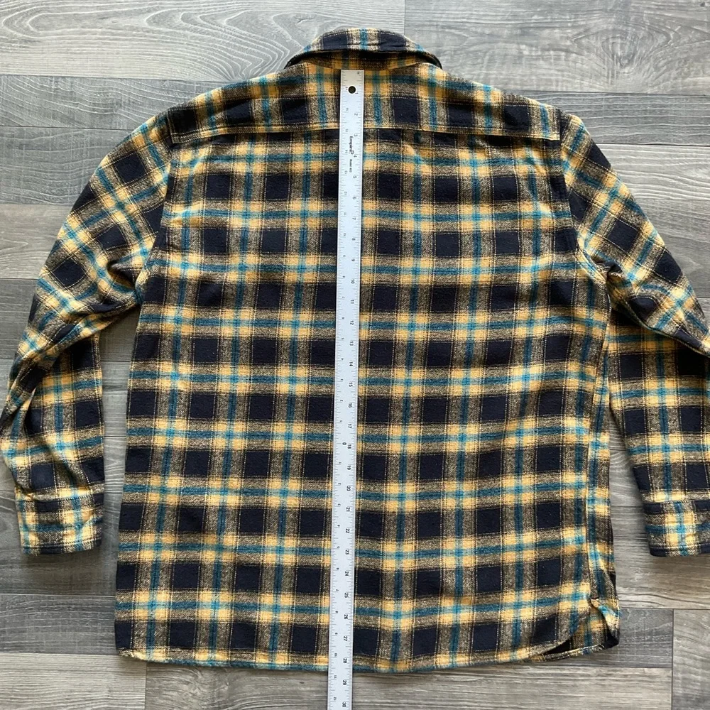 Levi’s Relaxed Fit Flannel Shirt Men’s LARGE Yellow Black Turquoise Plaid 19587